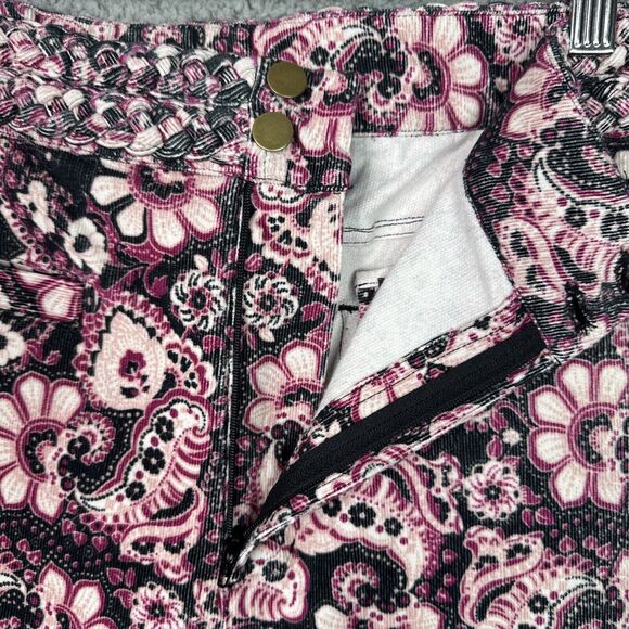 Figue Maia Corduroy Wide Leg Pants Womens Size 6 NWT Paisley Floral Pink Black - Picture 3 of 14